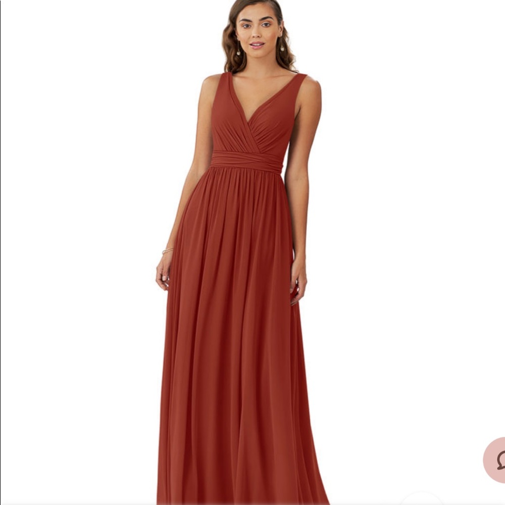 Azazie “Kora” Bridesmaid Dress; Color: Rust
Sizes Available: 0, 2